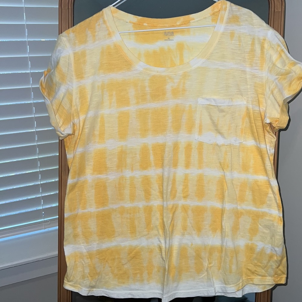 A.N.A Tie Dye Print Tee. Oversized. Pocket & Roll Sleeves. Scoop Neck. Burst